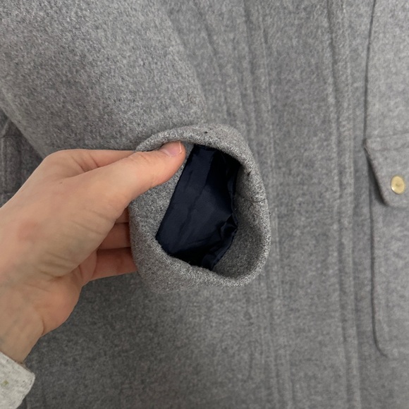 J. Crew Gray Pea Coat with Fur Trim - Picture 5 of 11